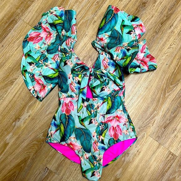 aquarius Swim Aquarius Swimwear Neon Floral One Piece Bathing Suit